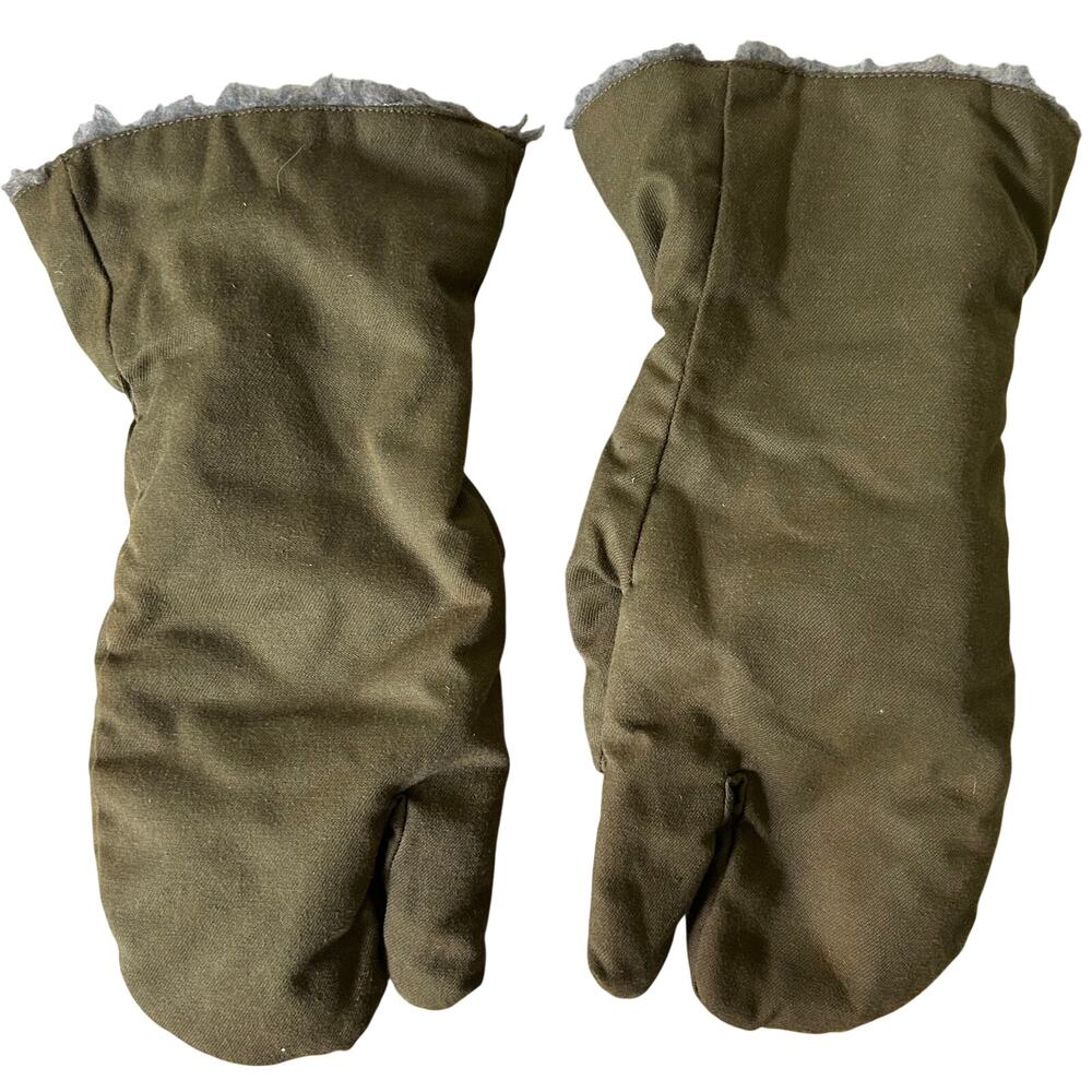 Vintage 1994 Vincent Hegedus Praha Czech Army Wool Lined Mittens Trigger Finger